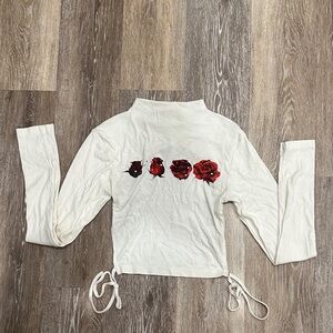 Urban Outfitters Cream Long Sleeve Top with open back